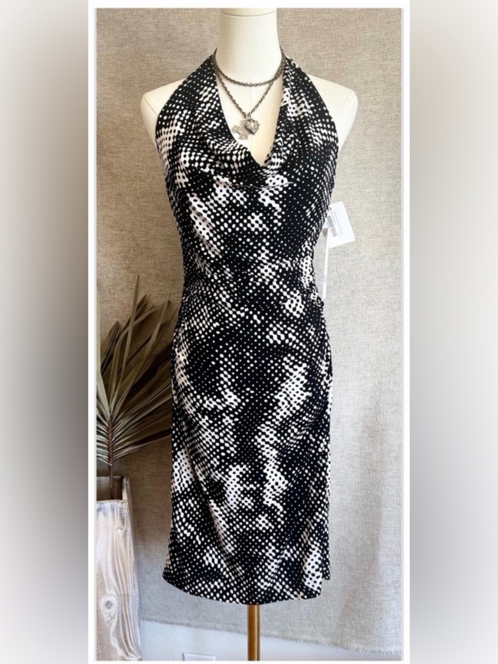 Nicole Miller NWT Black and White Backless Sundress Dress